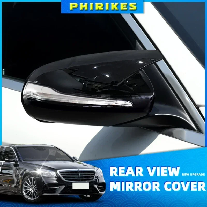 

LHD For Mercedes Benz C GLC S E Class W205 X253 W222 W213 W238 Replacement Bright Black Side Rearview Mirror Cover Caps Shell