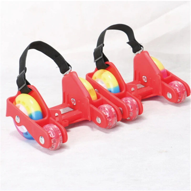 Kids 4-Wheel Reinforced PU Light-Up Roller Skates Luminous Street Glide Sneakers Casual Flashing Roller Shoes For Children