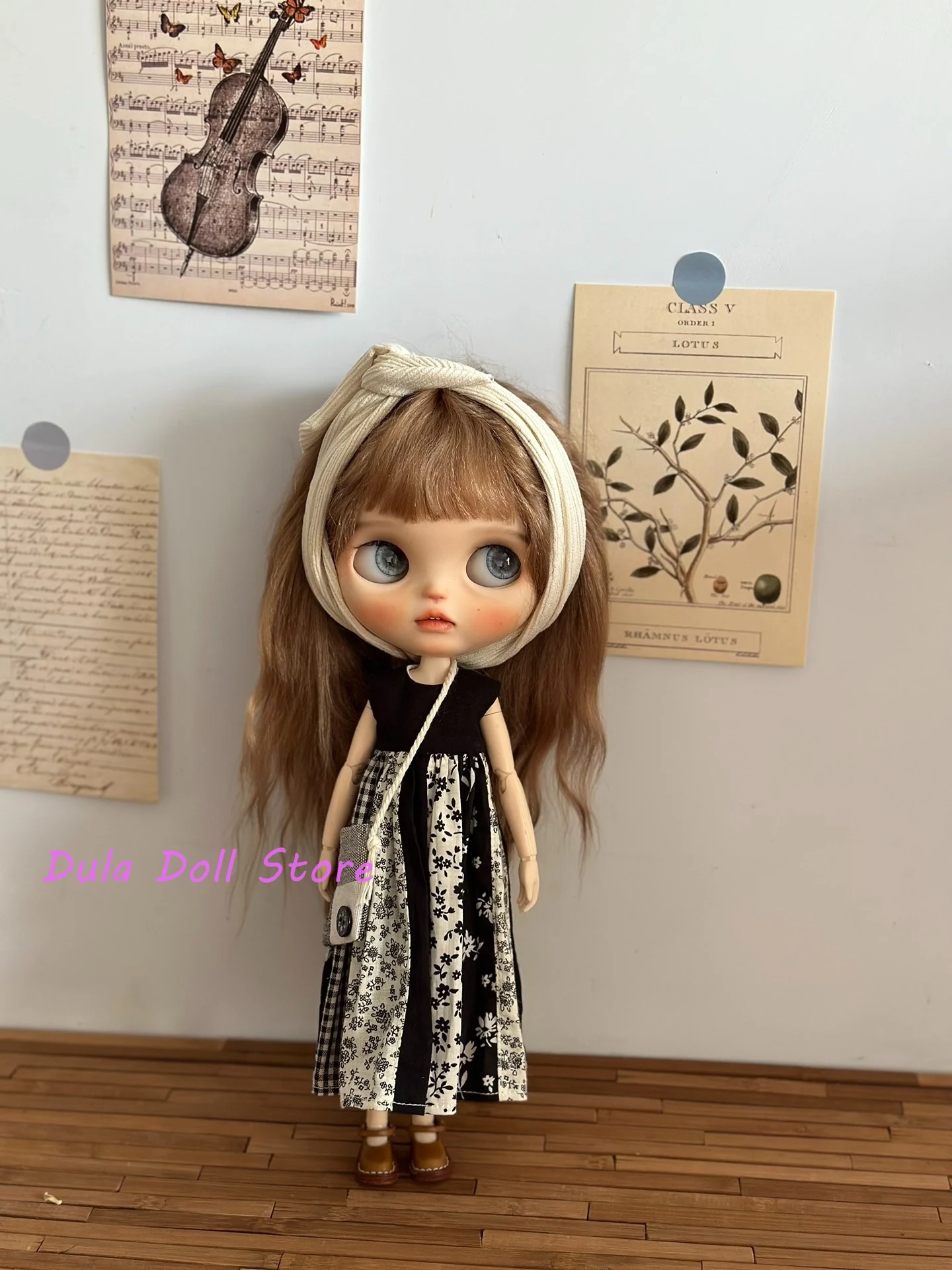 Dula Doll Clothes Dress Literary black and white dress set Blythe ob24 ob22 Azone Licca ICY JerryB 1/6 Bjd Doll Accessories