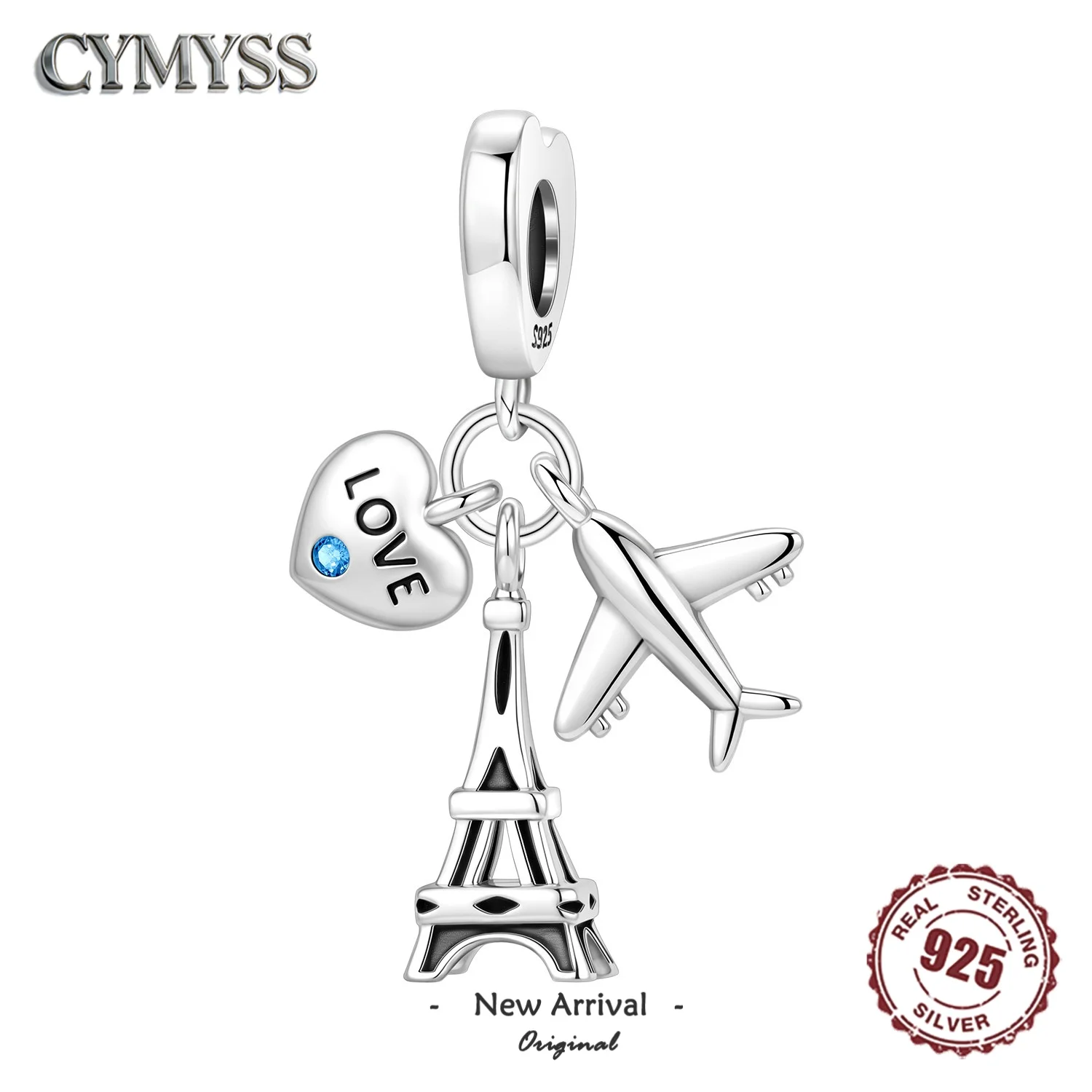 S925 Sterling Silver Charm Travel and Vacation Elements Airplane Bead Pendant For Original Bracelet DIY Jewelry Making Gift