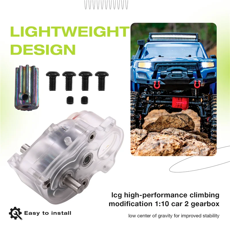 

A87ILCG Transmission Complete Gearbox With Cover For 1/10 RC Crawler Scx10 Trx4 Upgrade Parts