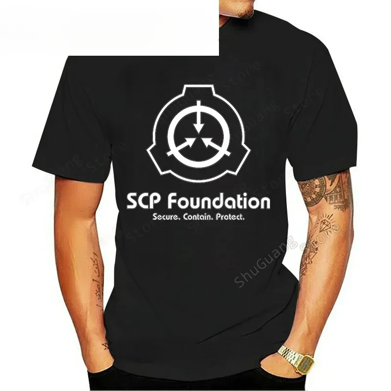 SCP Foundation Print Men T Shirt SCP Game Logo Graphic T Shirts Retro Fashion Cool Tee Short Sleeve Streetwear Unisex Tops Tee