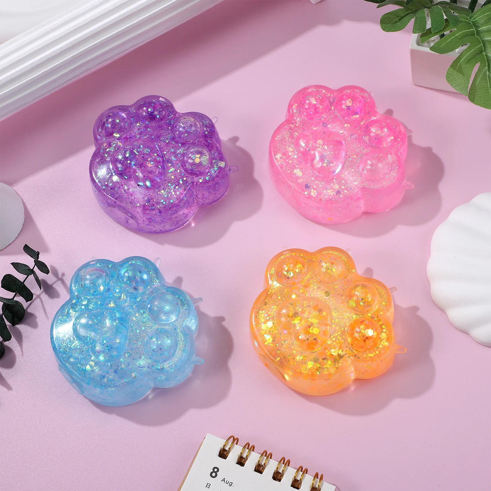4 個のリアルなスクイーズ、明るい色、ストレス解消のためのソフトスクイーズ、かわいい感覚フィジェット、楽しい落ち着くおもちゃ