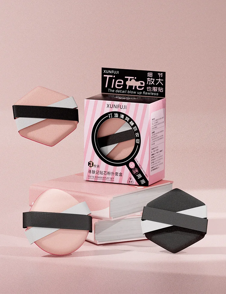 نفخة مسحوق جافة ورطبة مزدوجة الشريط، نفخة مسحوق وسادة فائقة النعومة، كونسيلر إسفنجة مكياج
