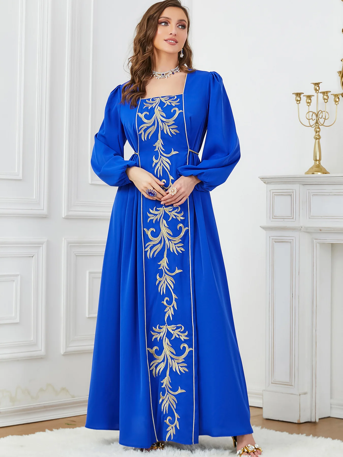 

New Muslim Women Long Sleeve Embroidered Dress Dubai Abaya Turkey Kaftan Islamic Clothing Caftan Marocain Femme Musulmane Abayas