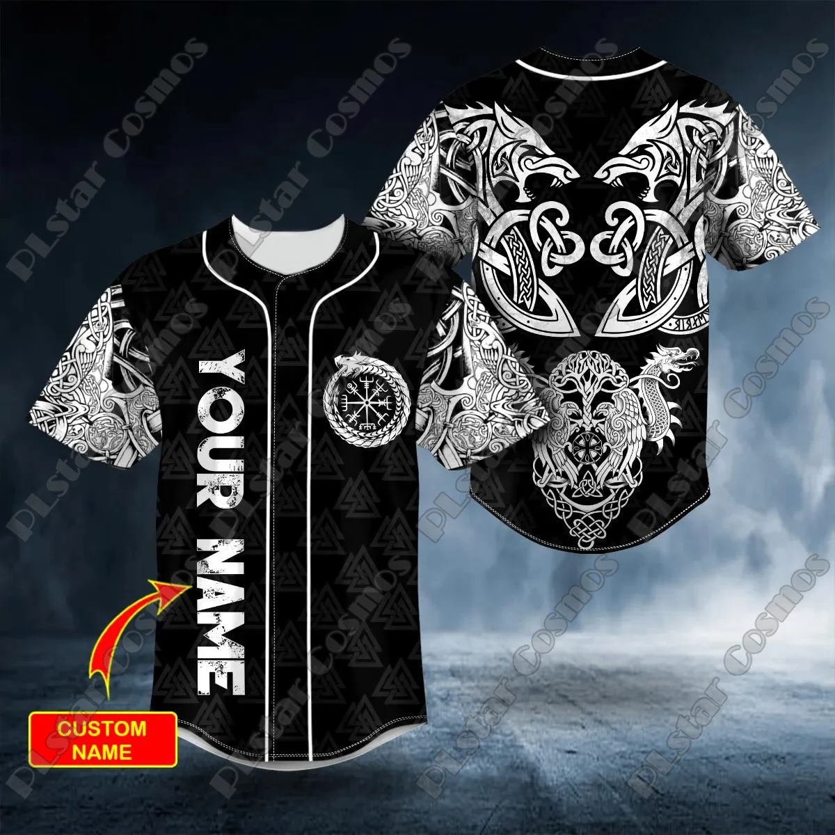 Dragons Tree White Tattoo Custom Baseball Jersey Ravens of God Odin Tattoo 3D All Over Printed Men's Casual Baseball shirt YYM02