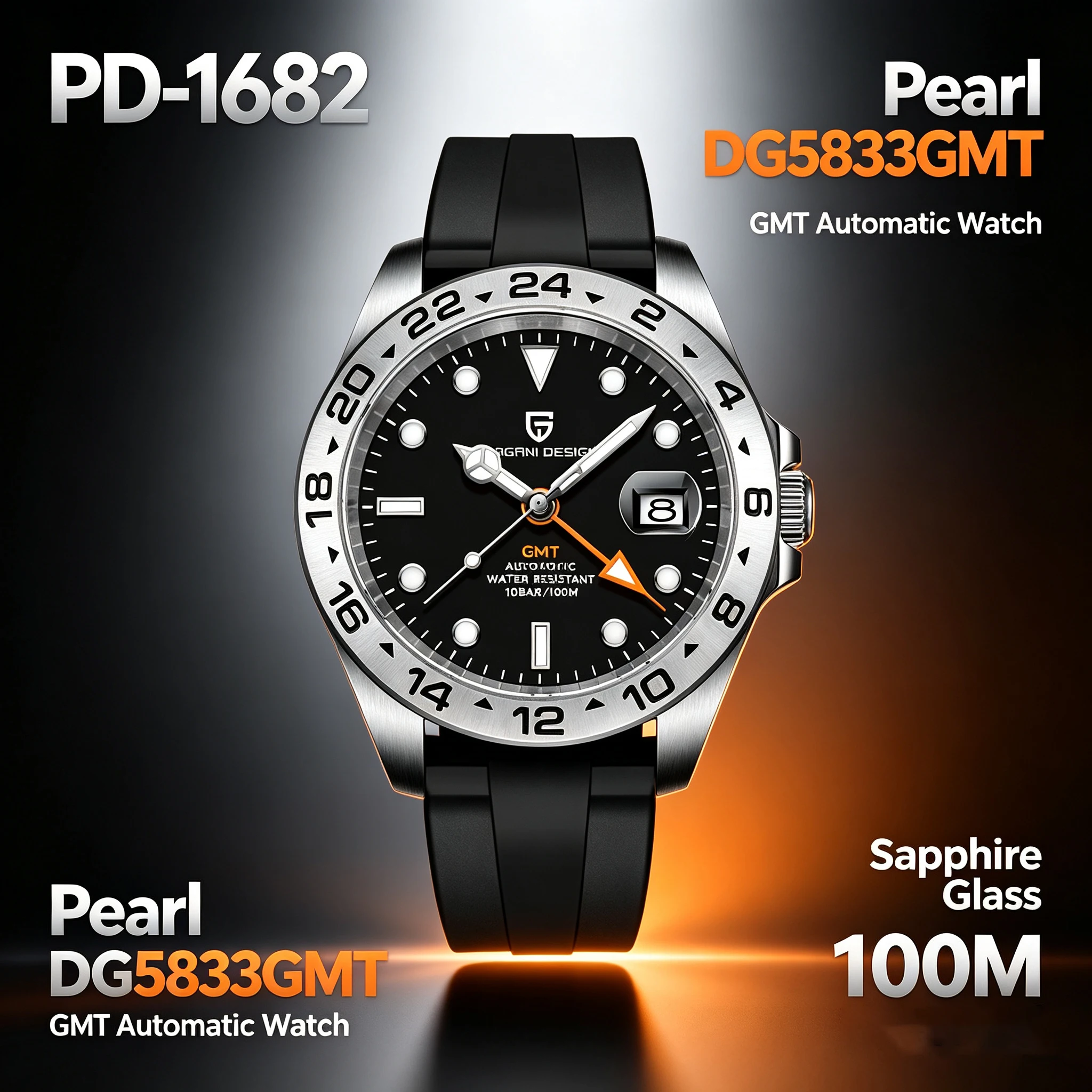 Rubber Strap Diver - Zegarek automatyczny PAGANI DESIGN GMT DG5833GMT,