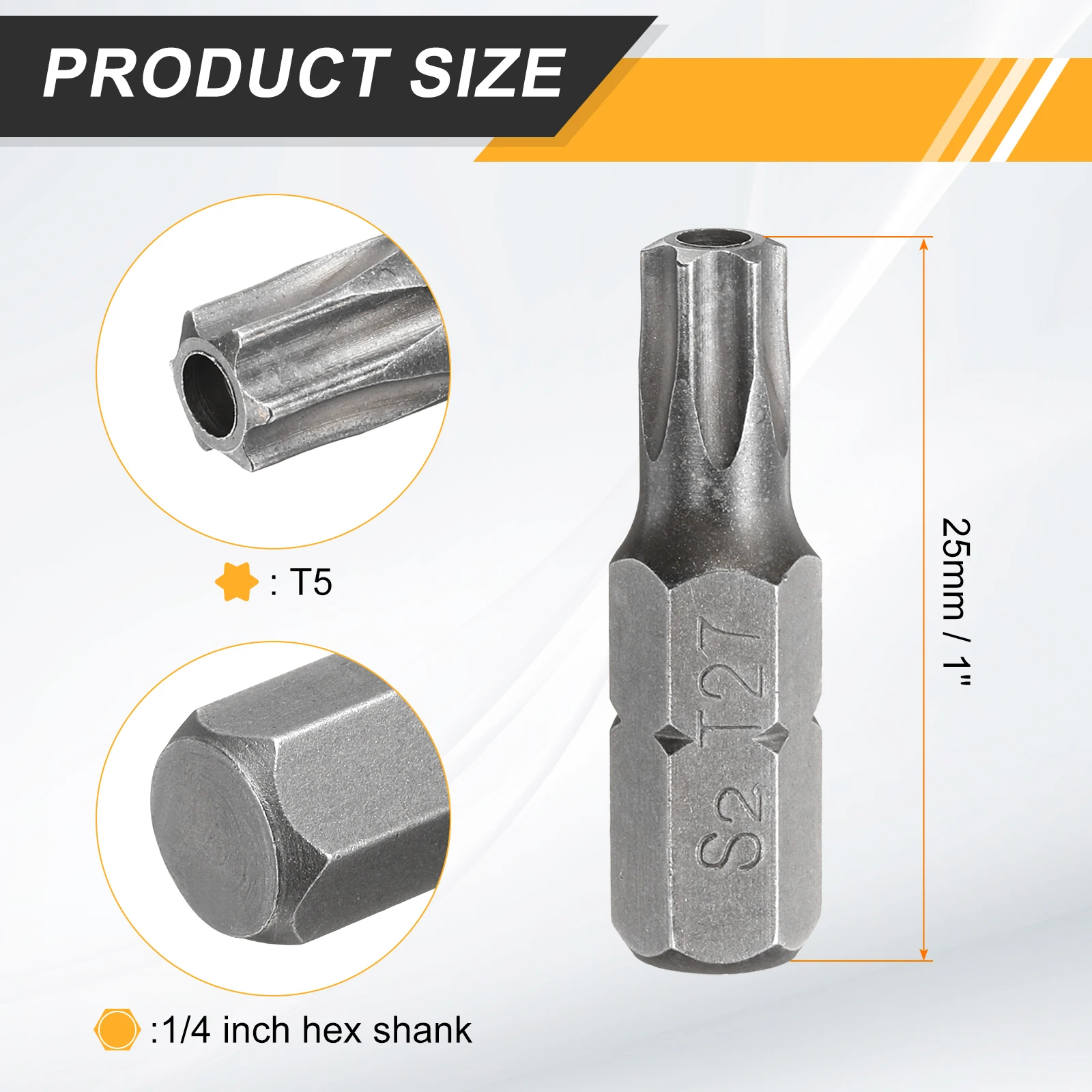 2/5/10 stuks T6 T8 T10 T15 T20 T25 T27 T30 T40 Torx schroevendraaierbits 1/4" zeskant schacht 25mm S2 sterkop zeskant beveiligde schroevendraaierbits