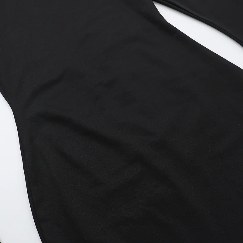 ONE TO WAN Goth Dark Elegant Damen Kapuzenkleid Mall Gothic Kreuz Ausgeschnittene Spitze Gespleißtes Party Acubi Sexy Bodycon Kleider Slim – Detail 17