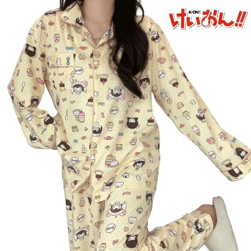 K-ON! Thin Long-sleeved Pyjama Set Light Tone Girls Cartoon Cute Relaxed Bear Anime Two-dimensional Loungewear Holiday Gift Girl