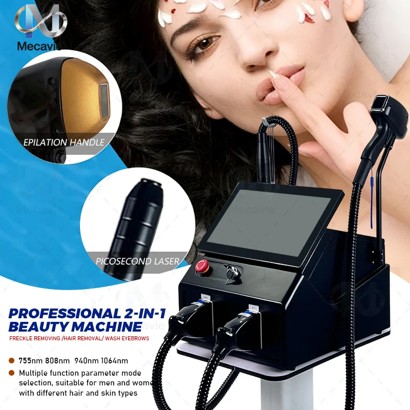 Máquina Profesional de Depilación Láser de Diodo FAC 2 en 1 de 4000w, Máquina de Eliminación de Tatuajes Pico ND YAG de 4 Ondas 940 755 1064 808NM