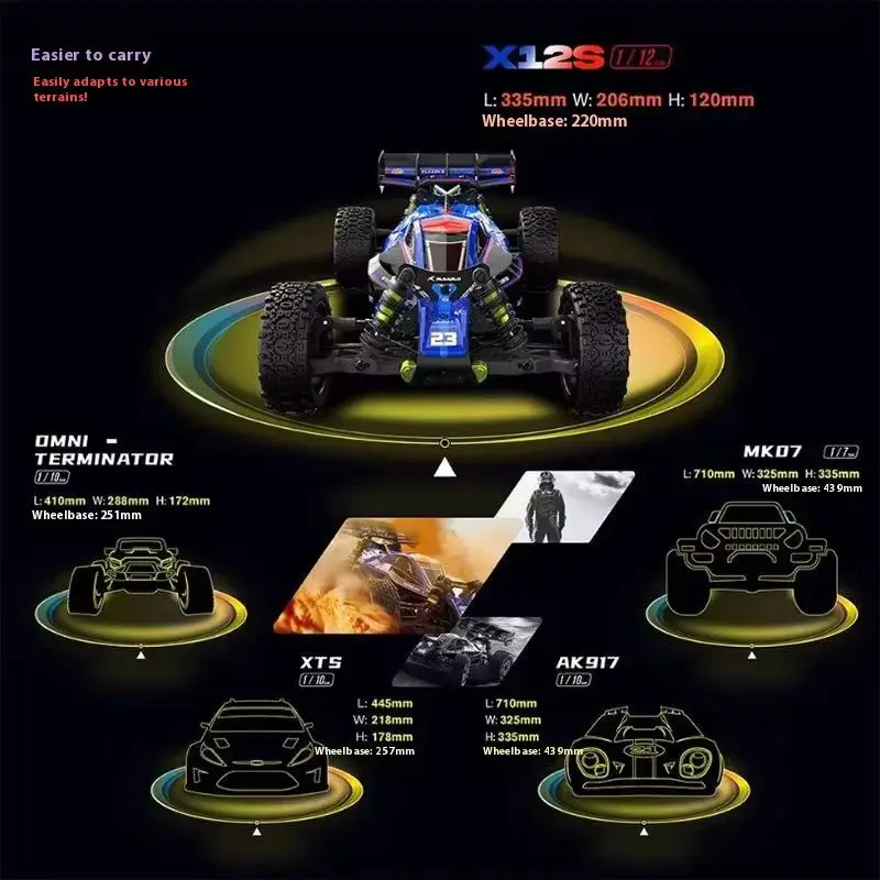 X12s Electric Rc Car 1/12 Scale Four-Wheel Drive Off-Road Vehicle 3s Brushless Motor High-Speed Remote Control Model Toy