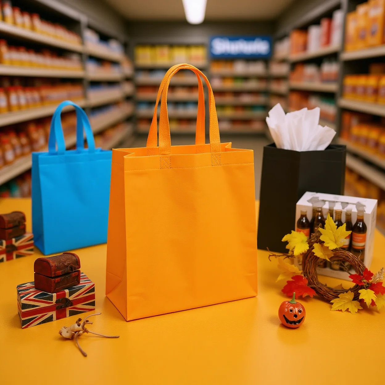 Halloween Candy Bag Degradable Cartoon Pattern Tote Bag Trick Or Treat Candy Bag Reinforced For Gift Packing Gift Storage