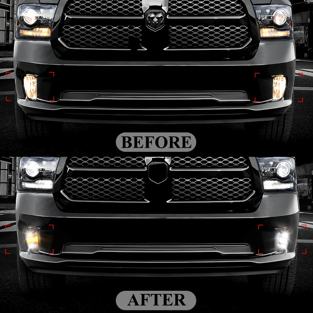 LED Fog Lamp Daytime Running Lights For Dodge Ram 1500 2013 2014 2015 2016 2017 2018 DRL Turn Signal White Yellow Car Accessoies