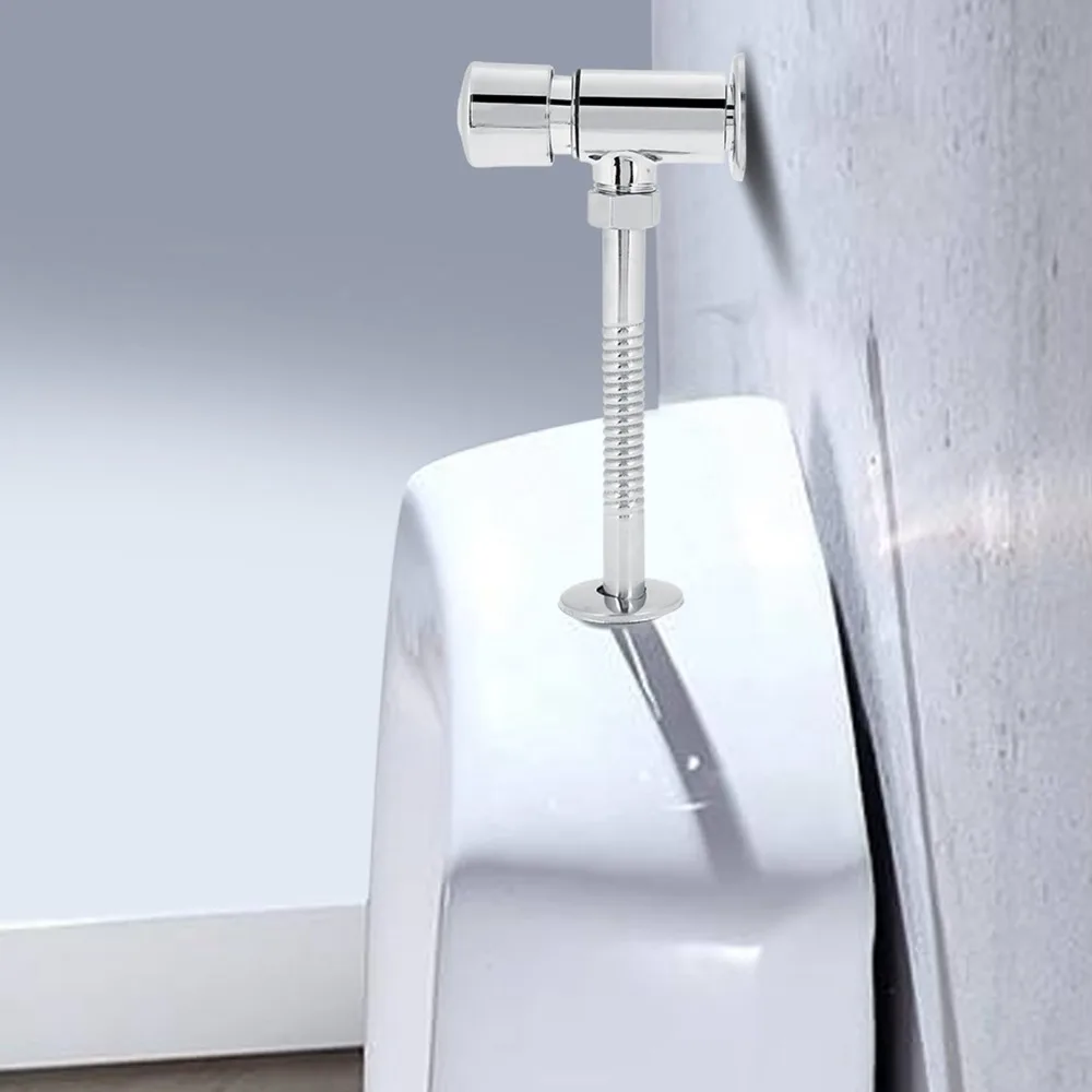 Zinc Alloy Flush Valve Time Delay Design Water Leak Proof Toilet Flush Valve Chrome Finish Hand Pressing Flushing