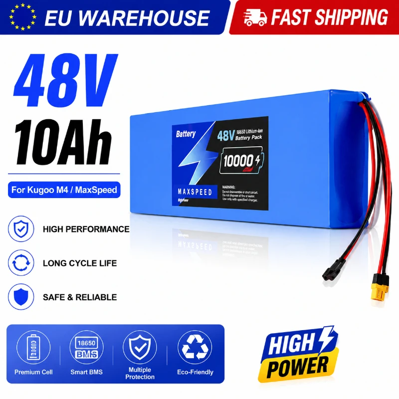 Batterie au lithium 13S4P 48V 10Ah 18650, pack de batteries rechargeables haute performance 2000W pour trottinette électrique Kugoo M4 M4Pro M5 M5Pro, stock UE, livraison rapide