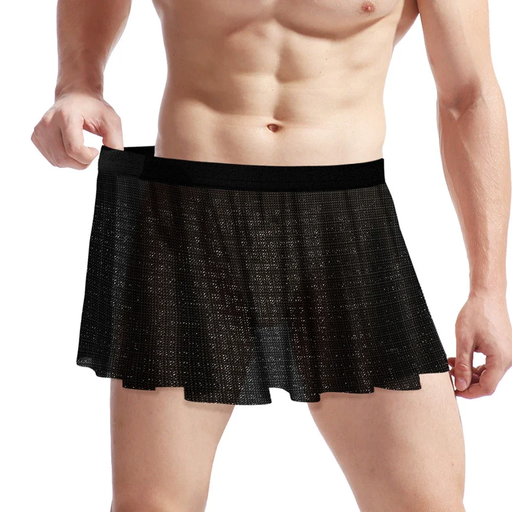 Sexy Men Sissy Pleated Mesh High Waisted Lingerie Skirt Clubwear Panties Underwear Underpants Briefs Loose Male Short Skirts