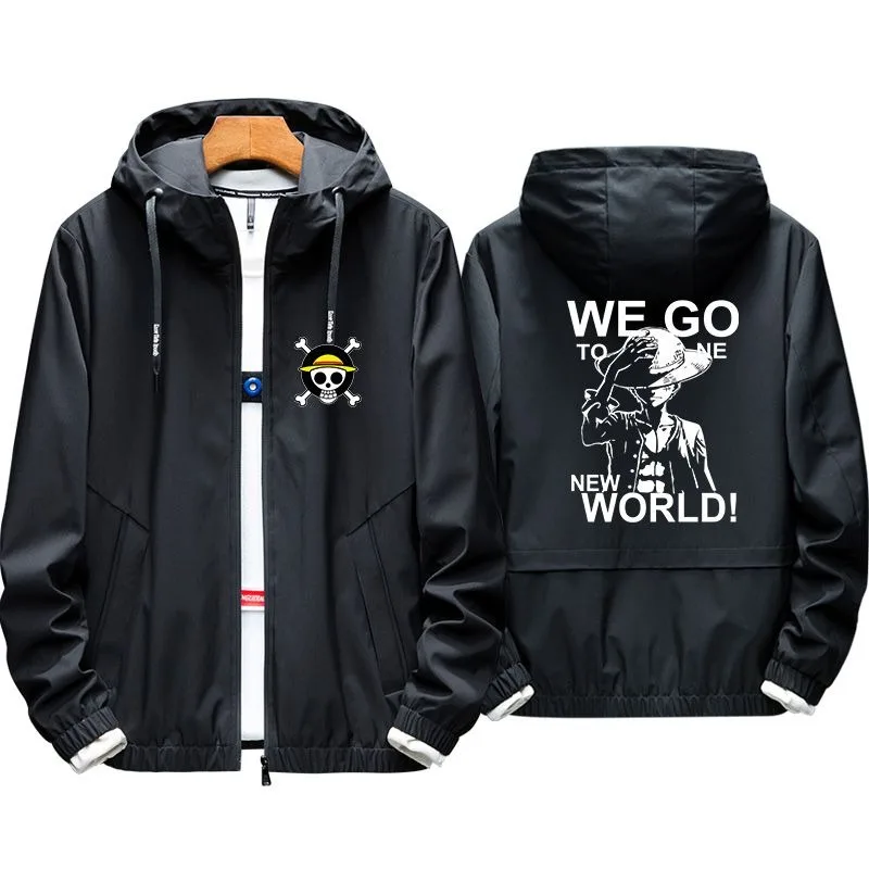 

One Piece Luffy Ace Animation Spring and Autumn Hooded Jacket Creative Skull Peripheral Trendy Personalized Jacket Clothes Gift
