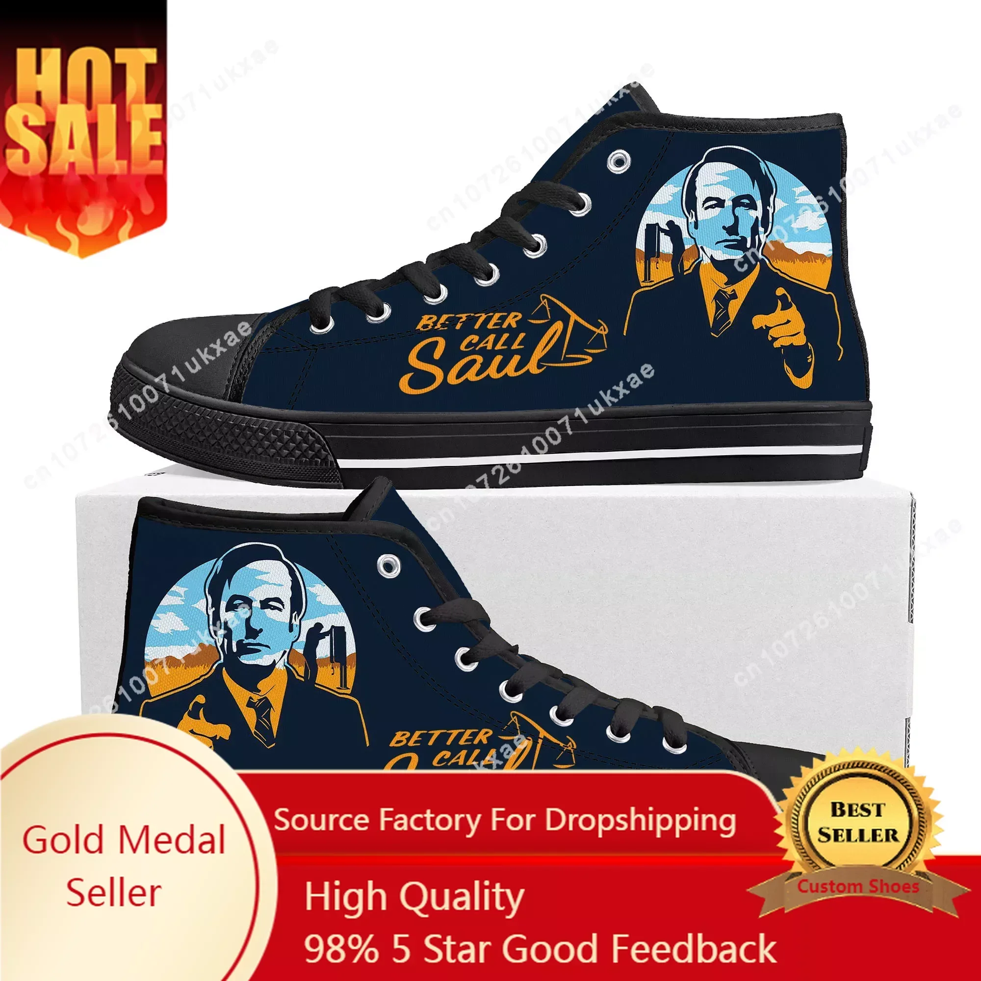 

Better Call Saul High Top Sneakers Mens Womens Teenager Canvas High Quality Sneaker Casual Custom Made Shoes Customize DIY Shoe