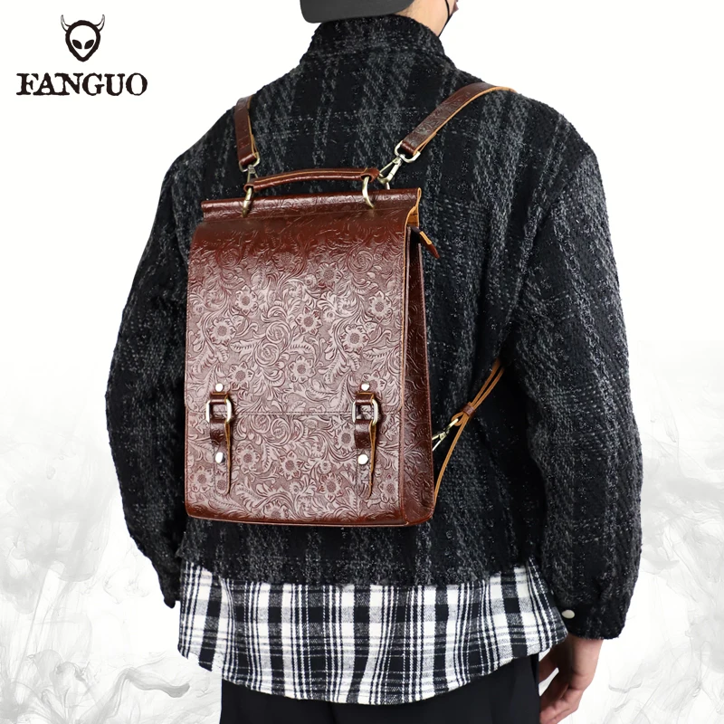 New Women's Genuine Leather Backpack Trend Retro A4 Backpack Preppy Style Student Satchel Laptop School Bags Office Men Bags