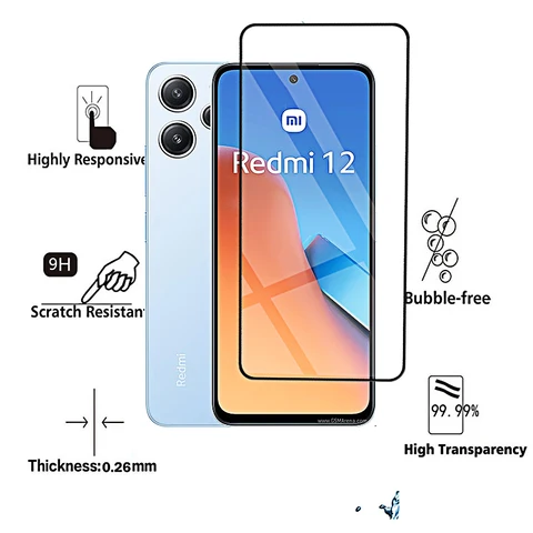 Закаленное стекло для Xiaomi Redmi 12 Note 12s 12 Pro Plus 12c 12 4g 5g C Защитное полное покрытие Клей 9H HD Защитная пленка для экрана