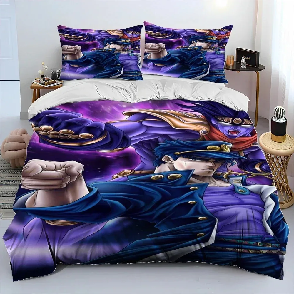 Anime jojo's Bizarre Adventure Comforter Bedding Set,Duvet Cover Bed Set Quilt Cover Pillowcase,king Queen Size Bedding Set kids