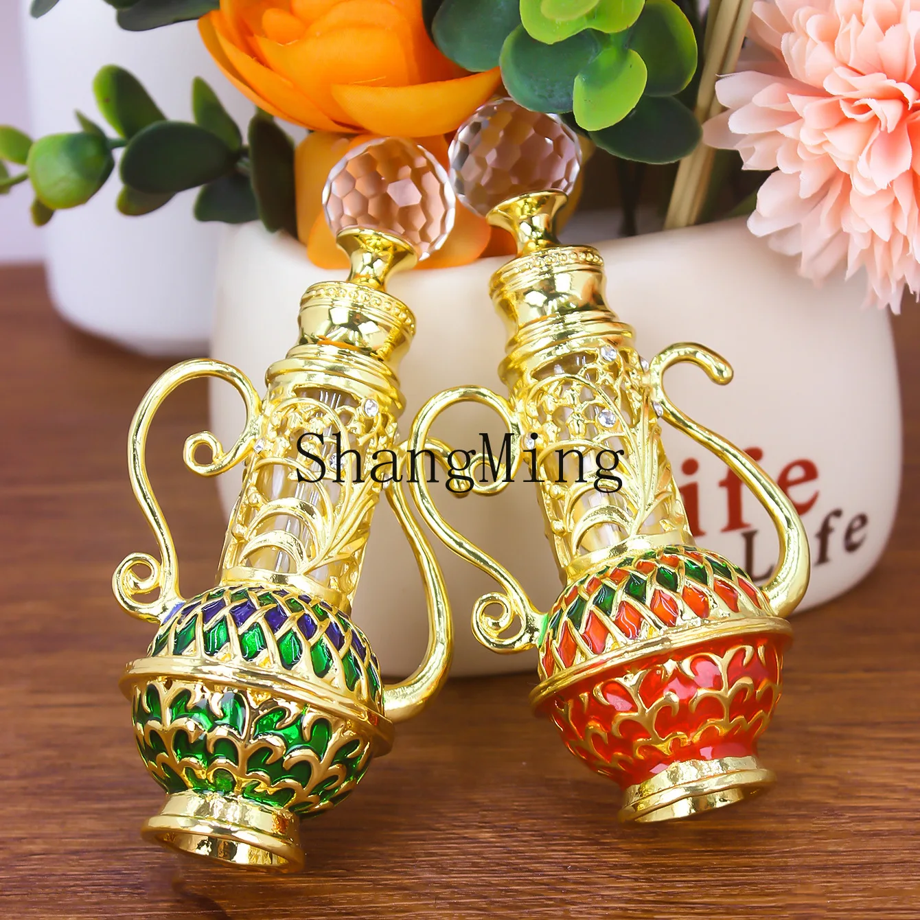 

PYH12ml New Enamel Color Electroplating Alloy Glass Perfume Bottle Vacuum Dispensing Bottle Essential Oil Bottle Teapot