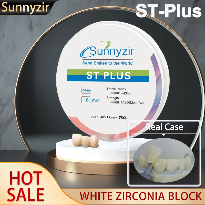 Sunnyzir White Zirconia Blocks Super Translucence High Strength Dental Materials For Dental Cad Cam Milling Machine in Lab