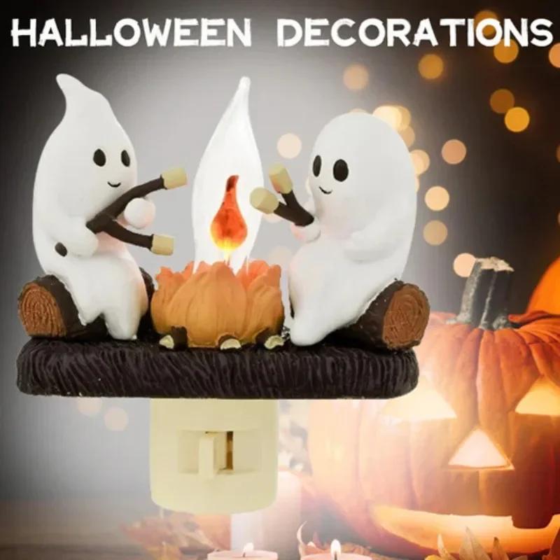 

Bonfire Flickering Night Light Halloween Ghost Campfire Nightlight LED Faux Spooky Fire Plug in Nightlight Home Decoration Light