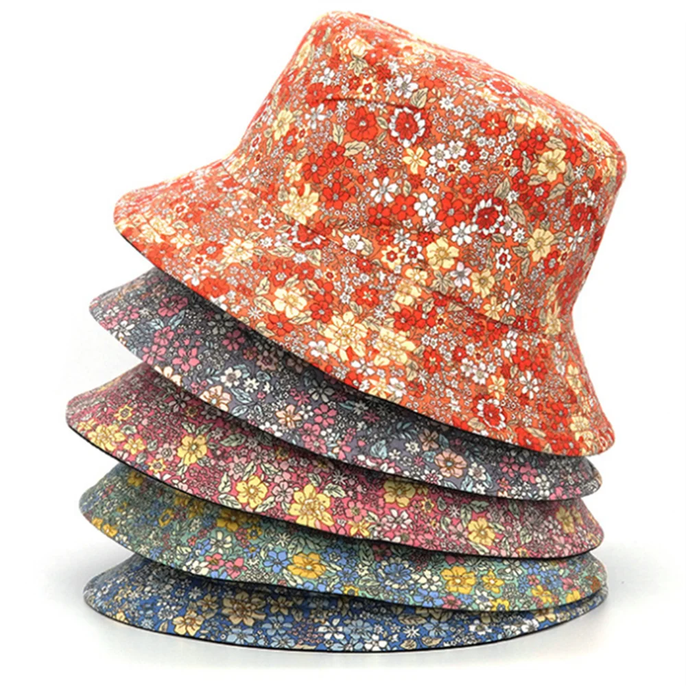 

Весенне-летняя панама с цветочным принтом, модная двусторонняя панама с цветочным узором, унисекс, женская панама.