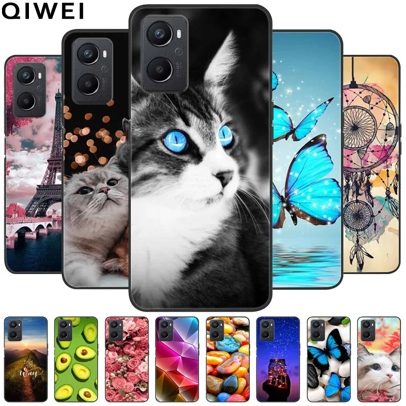 For OPPO A96 Case Soft Silicon Cute Cats TPU Phone Cases For OPPO A16 / A16s / A76 Cover Capa A 96 4G Shockproof Shells Cartoon