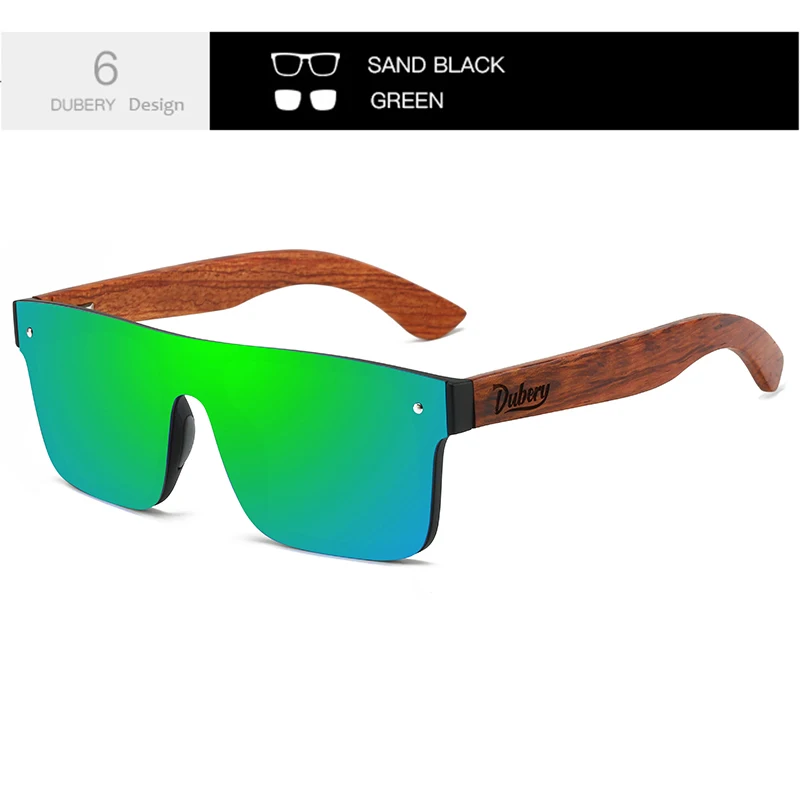 DUBERY Houten gepolariseerde UV400-bescherming Zonnebril voor heren en dames 6 kleuren Model 219