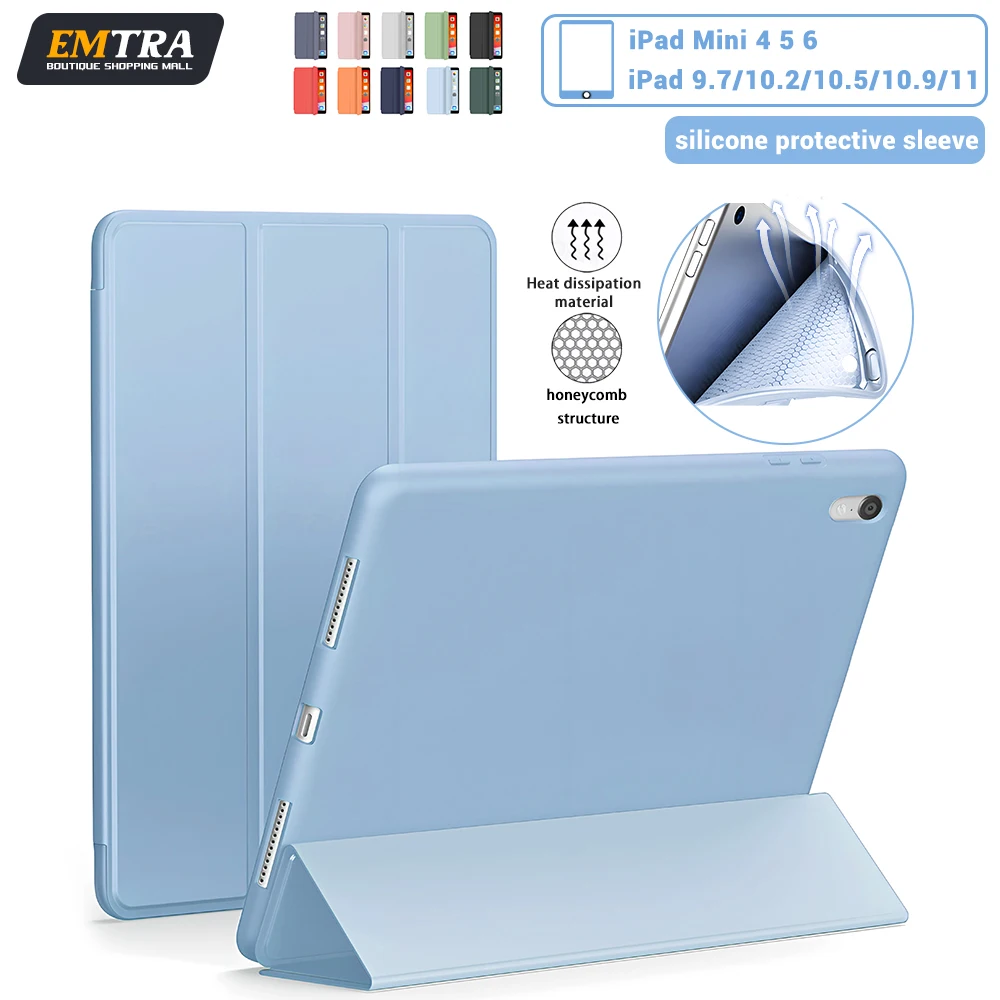 For iPad 9.7 2018 2017 fundas Magnetic Pu Leather Stand Cover For iPad 5th 6th 9.7 inch 7th 8th 10.2 Air 1 2  10 Generation Case