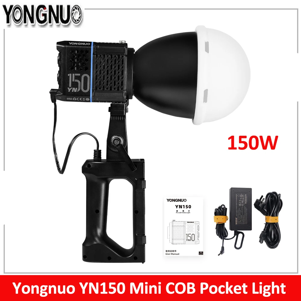 

YONGNUO YN150 YN150S 2700-6500K 150W Mini COB Light Bowens Mount Handheld Outdoor Video Light for Filmmakers Studio Shooting