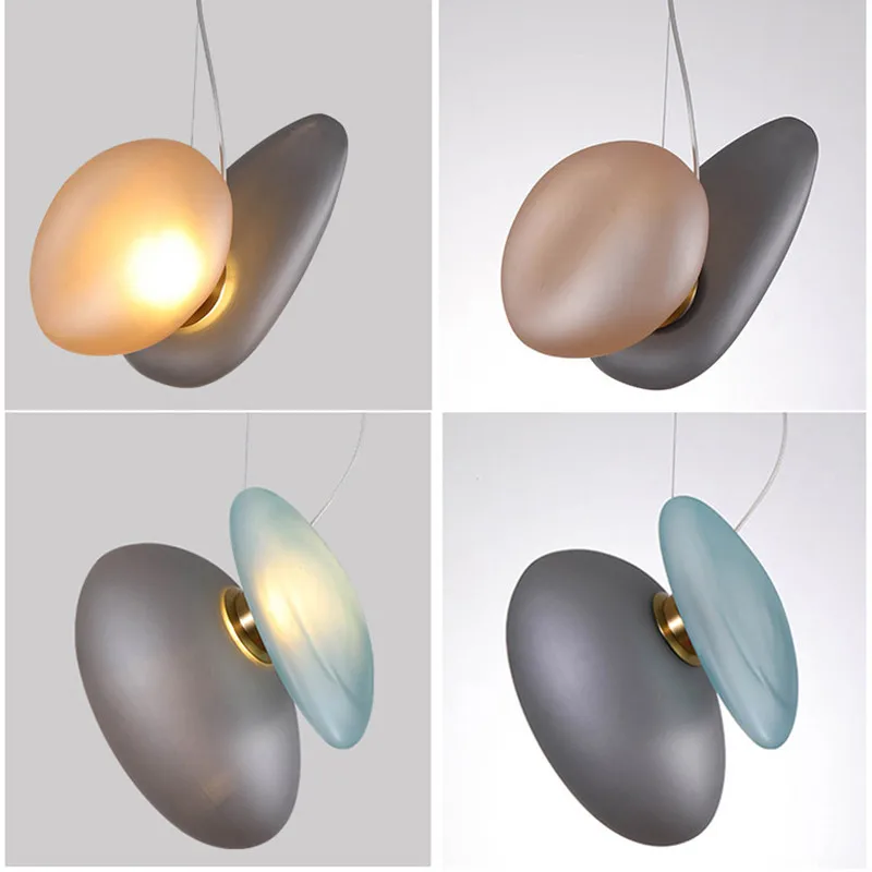 

Nordic rear cobblestone pendant lamp bedroom bedside glass simple creative restaurant pendant lights