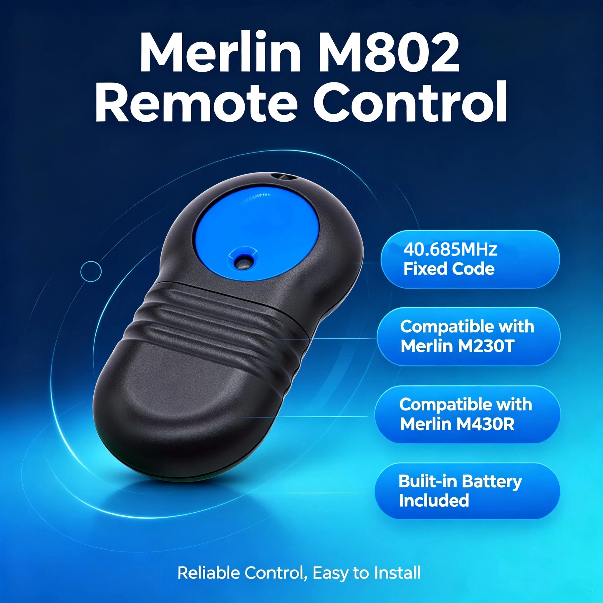 Merlin M802 Garage Door Remote Control 40.685MHz Compatible M230T M430R Gate Opener