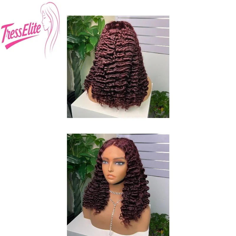 جودة عالية 5x5 الدانتيل الجبهة 99j #   شعر مستعار بشري مجعد بمظهر طبيعي وملمس ناعم بكثافة 200% ريمي عذراء برازيلي