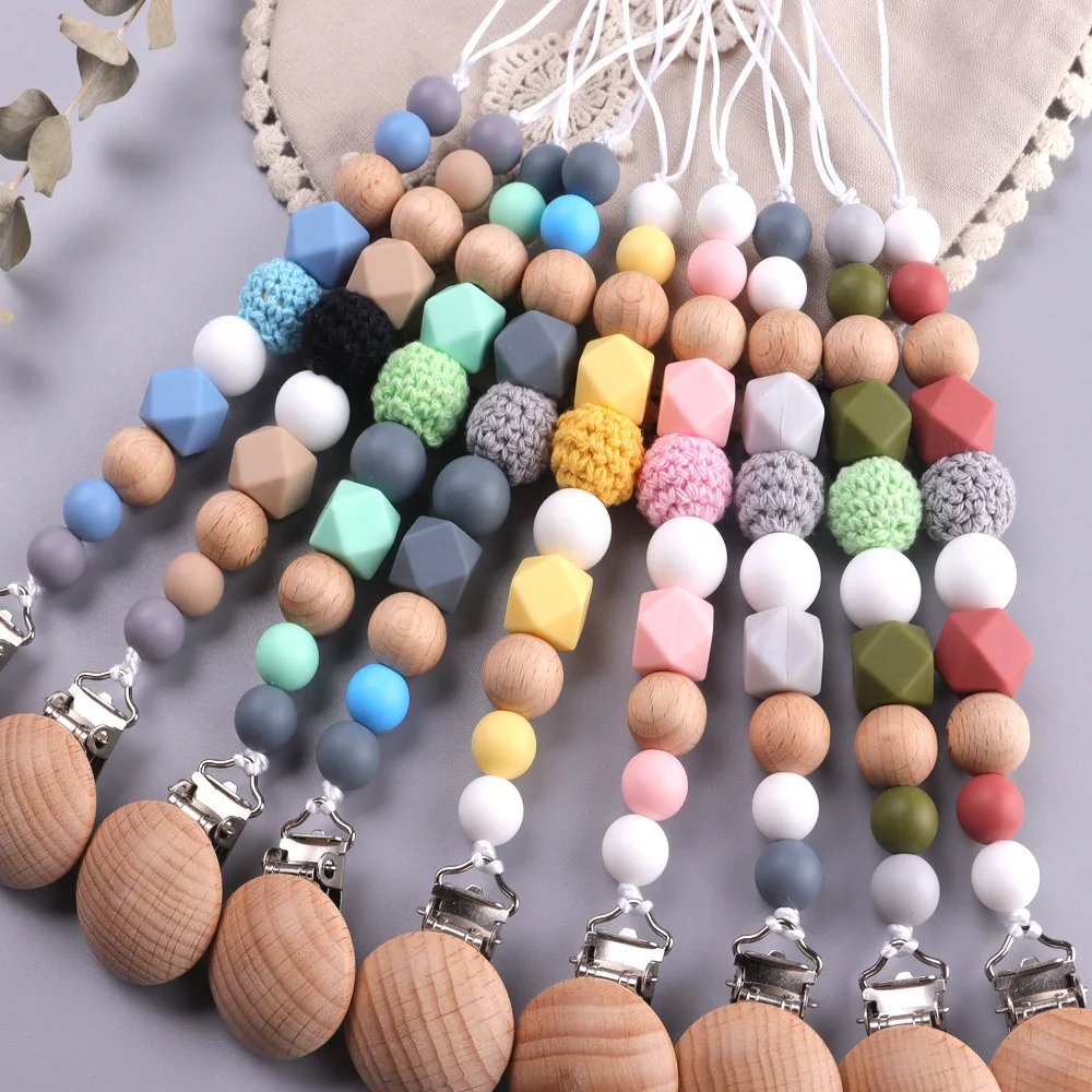 الطفل هوة كليب سلاسل سيليكون الخرز التسنين الدمية الحلمة حامل كليب الوليد ألعاب التسنين الملحقات #3