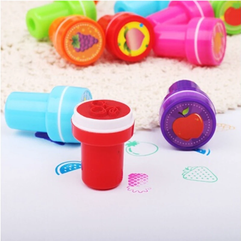 

12pcs/Box Children Toy Rubber Stamps Cartoon Fruits Kid Seal DIY Scrapbook Photo Album Decor Stamper High Quality Simple 2023