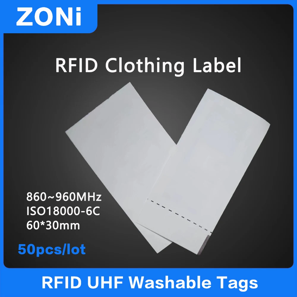 50PCS RFID UHF Washable Tag High temperatur Electronic Label ISO18000-6C 860-960MHz Cloth sticker Label  U8 Chip High Quality