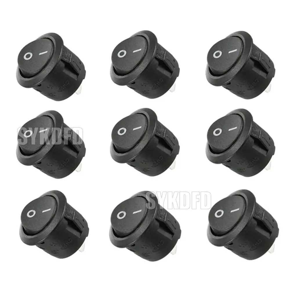 1PCS ON Off Round Rocker Switches SPST 20mm Mini 12 Volt DC Mini Circle Toggle Switch 12V for Car Automotive RV 2 Pin