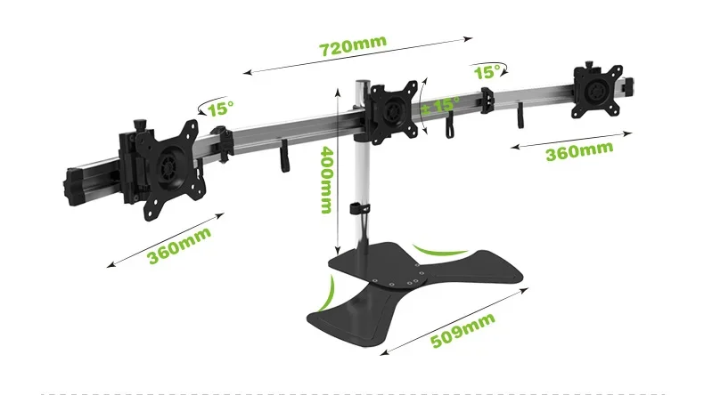 حامل شاشة ثلاثية من سبائك الألومنيوم ، حامل سطح المكتب ، الحركة الكاملة ، شاشة غير ملحومة ، حامل تثبيت الشاشة ، MP230SL ، 15-27 بوصة