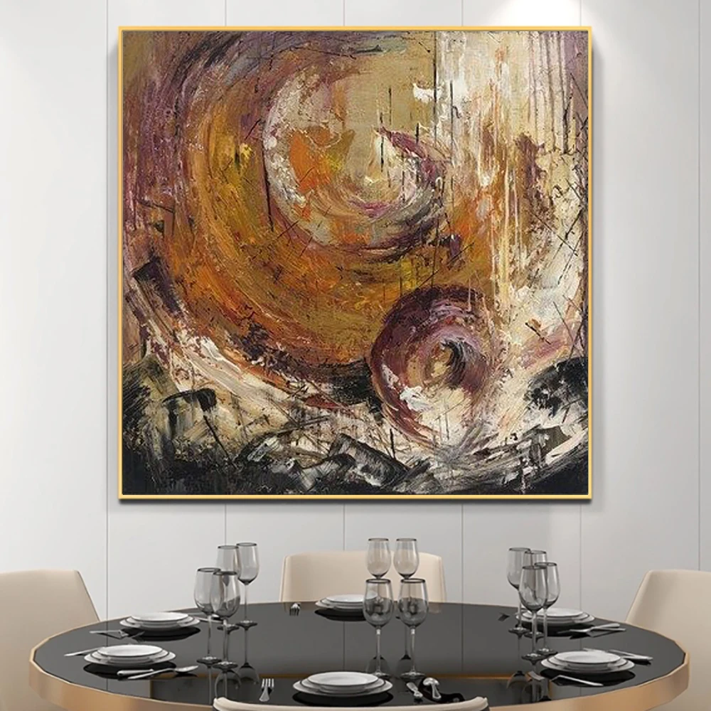 

Handmade Oil Painting Acrylic Canvas Wall Art Decoration Modern Restaurant Square Abstract Mural for Home Decor Rolled Frameless