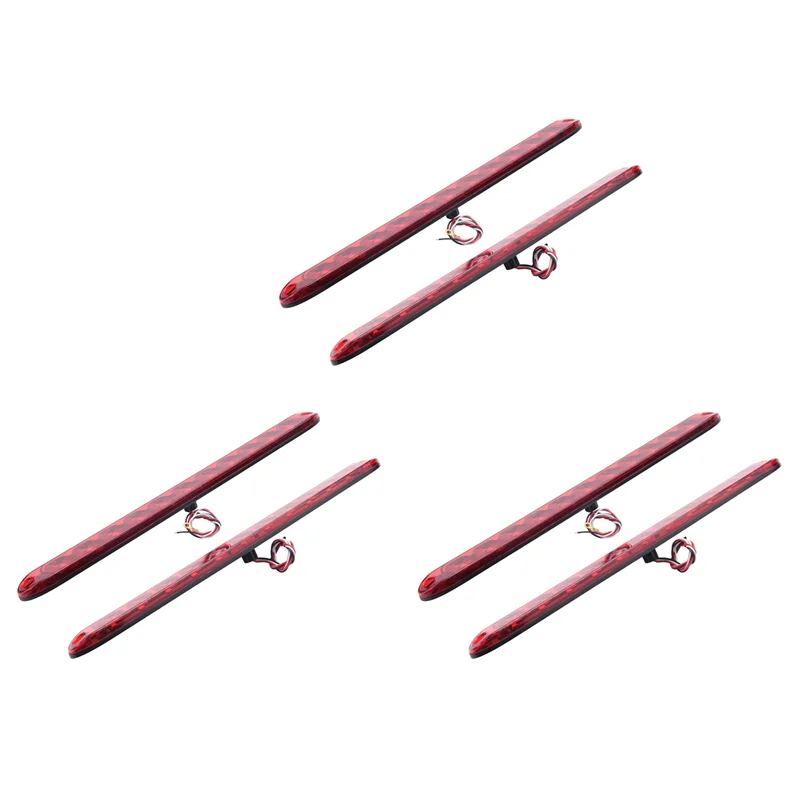 

WO-6Pcs Красный 15-дюймовый 11-светодиодный светильник для прицепа Герметичный стоп-сигнал поворота Задний парк Третий 3-й стоп-сигнал Грузовик Прицеп Маркер Id Bar