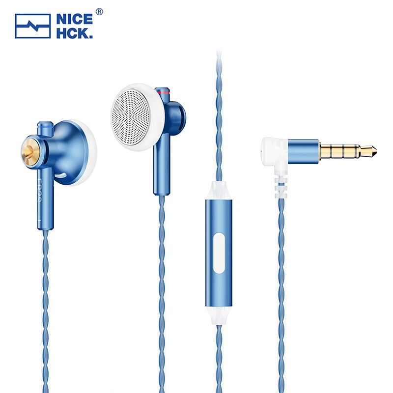 NiceHCK EB2S PRO 3.5/4.4mm Balanced Plug Bass Vocal Music Earphone Flat-Head Earbud 15.4mm Dynamic HIFI Wired Microphone Headset