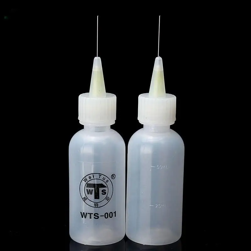 2Pcs 50ml Needle Tip Soldering Flux Alcohol Oil Dispenser Plastic Hand Bottle Cleaner DIY Tools