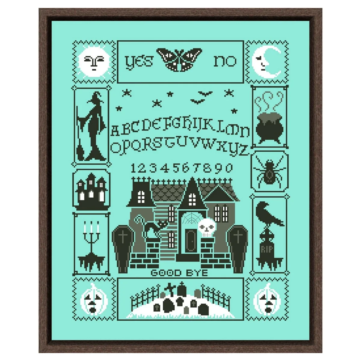 Halloween ouija cross stitch kit cartoon pattern design 18ct 14ct 11ct bright green canvas embroidery DIY needlework