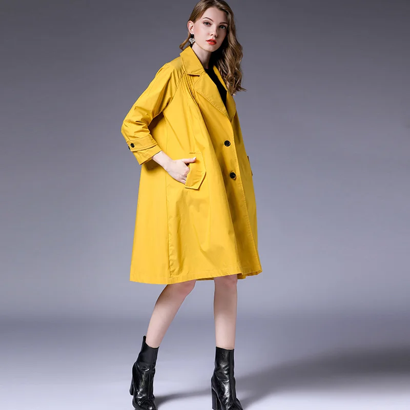 Mais tamanho feminino solto grande terno trench coat temperamento moda elegante casaco oversize manga longa de cintura alta sólida outono casacos