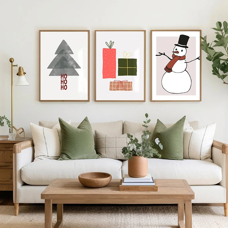 Nordic Minimalism Christmas Scandi Artwork Retro Poster Canvas Paintings Wall Art Pictures Home Decor