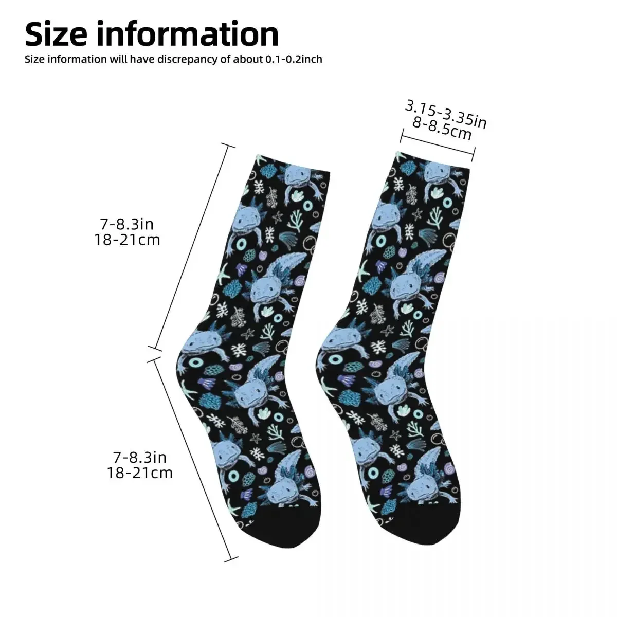 Blue Axolotl Coral Pattern Socks Harajuku Sweat Absorbing Stockings All Season Long Socks Accessories for Unisex Gifts